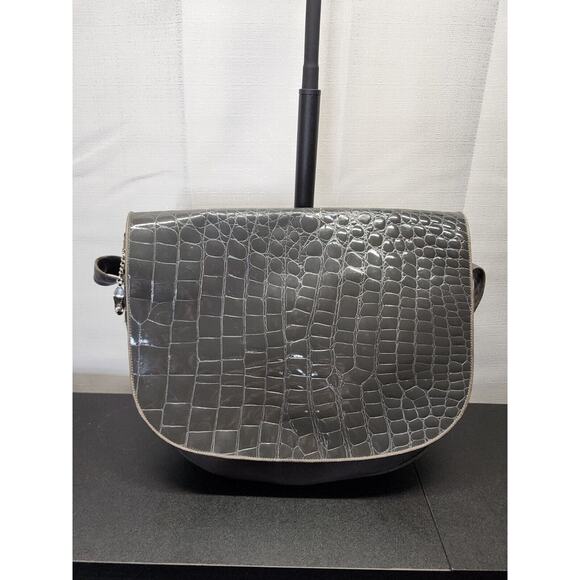 VTG 1980s Maud Frizon Gray Stamped Leather Crossbody Bag Made in Italy Grey RARE - Picture 4 of 13